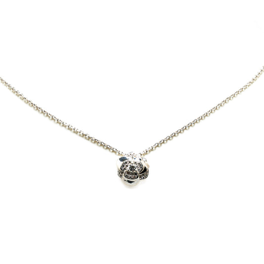 Chanel 18K White Gold Camellia Diamond Pendant Necklace (21428)